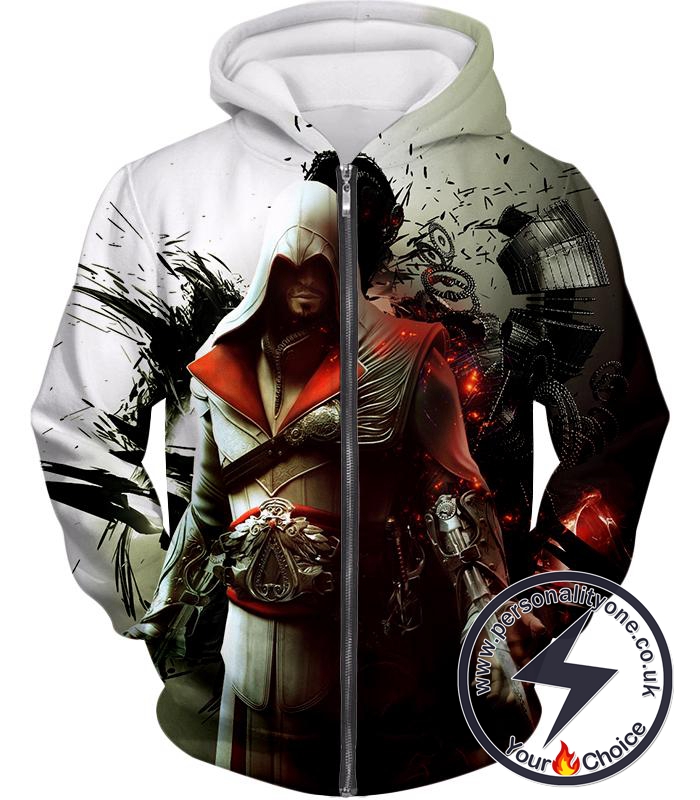 Awesome Assassin Ezio Firenze Super Cool Graphic Promo Zip Up Hoodie